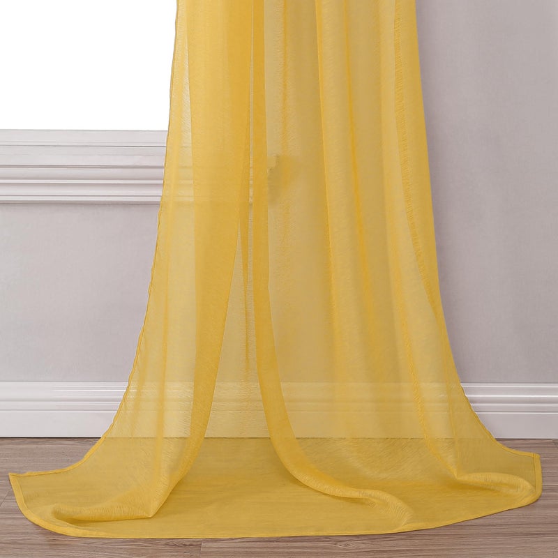 DONREN Amber Yellow Sheer Curtains Sheer Curtains Scarf Home Decoration - Semi Voile Scarf Valance for Wedding (1 Pack,W 52 x L 144 Inch) - Image 4